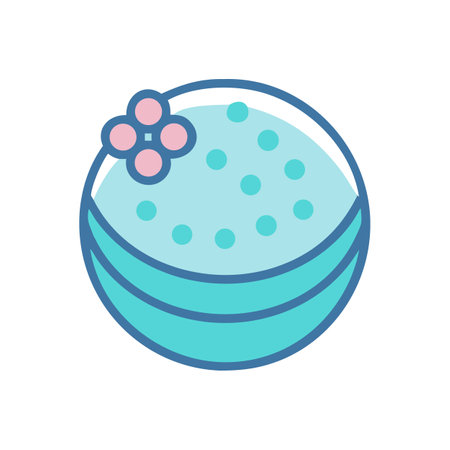 Cute Illustration of a Basket with Flowers and Dotsのイラスト素材