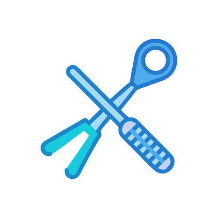Blue Surgical Instruments Clip Art on Black Backgroundのイラスト素材