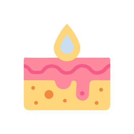 Cute decorative birthday candle icon on black background