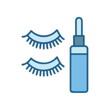 Eyelashes and lash serum illustration on black backgroundのイラスト素材
