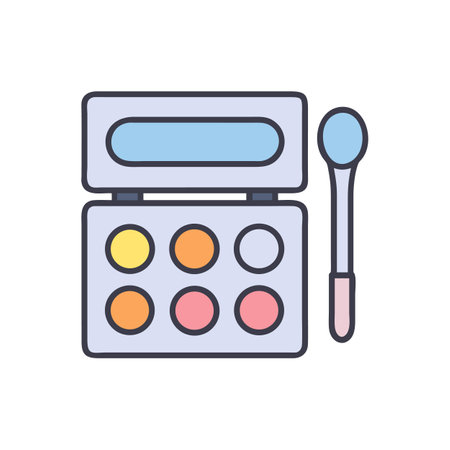 Colorful eyeshadow palette with applicator on black backgroundのイラスト素材