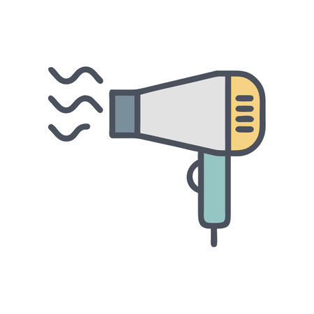Stylized Icon of a Hair Dryer with Warm Airのイラスト素材