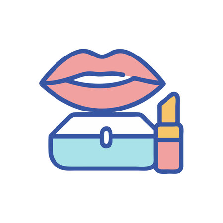 Makeup icon: lipstick, powder, and lips, colorfulのイラスト素材