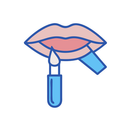 Lip Gloss Application Icon with Glossy, Smooth, Pink Lipsのイラスト素材