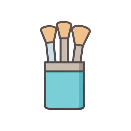 Makeup brushes in holder, beauty routine and applicationのイラスト素材