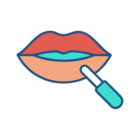Colorful lips with lip gloss application, beauty iconのイラスト素材