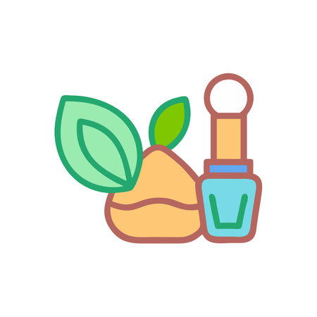 Natural nail polish with pistachio and leaves iconのイラスト素材