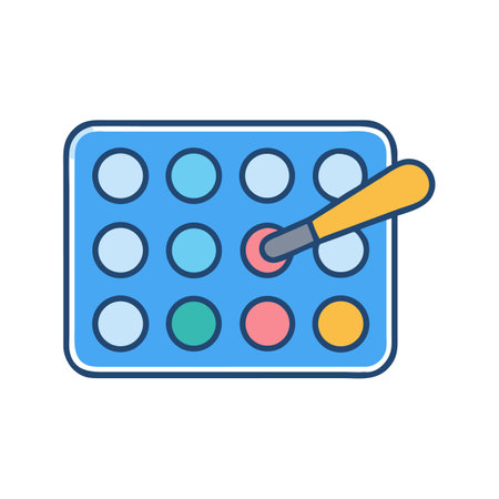 Palette with Makeup Brush and Color Swatches Illustrationのイラスト素材