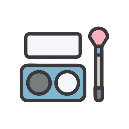Makeup Palette and Brush Icon on Black Backgroundのイラスト素材