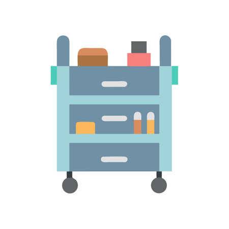 Salon Trolley: Cosmetology Cart with Supplies, Flat Designのイラスト素材