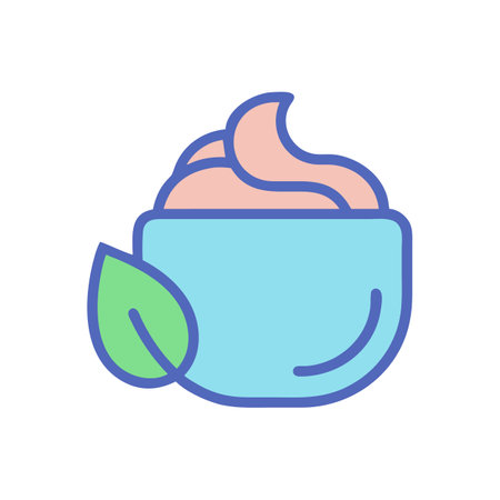 Natural skincare icon: cream, leaf, natural ingredients, spaのイラスト素材