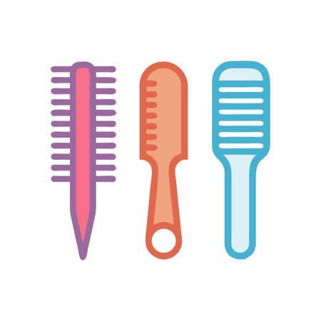 Cartoon Illustration of Assorted Combs on Black Backgroundのイラスト素材