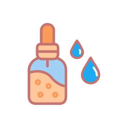 Colorful Dropper Bottle with Liquid on Black Backgroundのイラスト素材