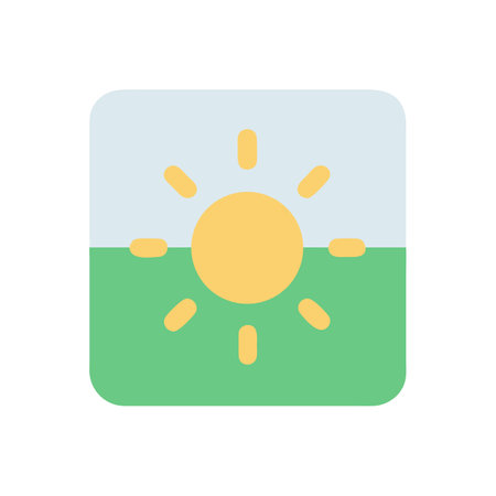 Sunrise in a field, morning, day, weather iconのイラスト素材