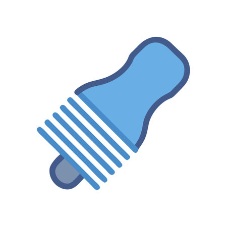 Stylized Blue Hair Brush Icon on Black Backgroundのイラスト素材