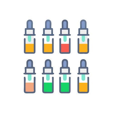 Colorful Liquid Dropper Bottles for Science, Wellness, and Beautyのイラスト素材