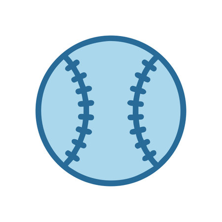 Blue Baseball Icon, Sports Equipment, Isolated on Blackのイラスト素材