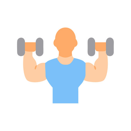 Weightlifting Icon: Man Exercising with Dumbbells for Fitnessのイラスト素材