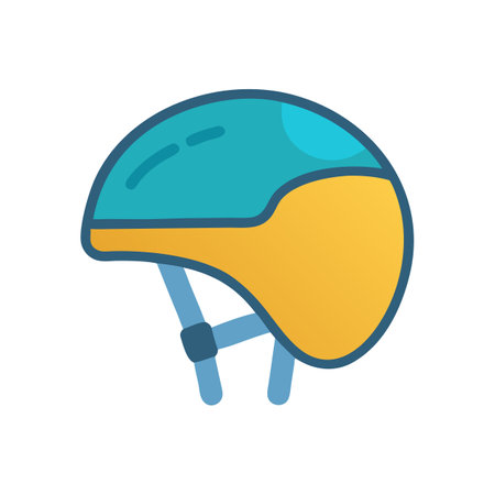 Blue and Yellow Bicycle Helmet Icon Illustration Designのイラスト素材