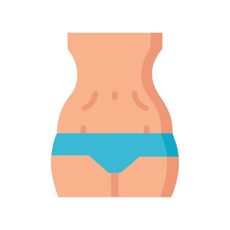 Woman's waist and hips in blue underwear iconのイラスト素材