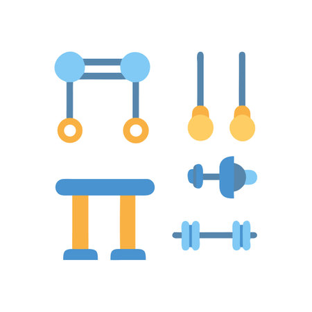 Gymnastics equipment and dumbbells for fitness and exerciseのイラスト素材