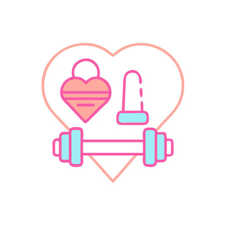Love fitness, Gym, Weightlifting with heart icon vectorのイラスト素材
