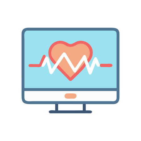 Heartbeat monitor display with heart and waveform icon