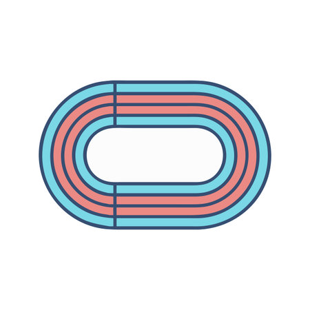 Colorful Running Track Vector Illustration on Black Backgroundのイラスト素材
