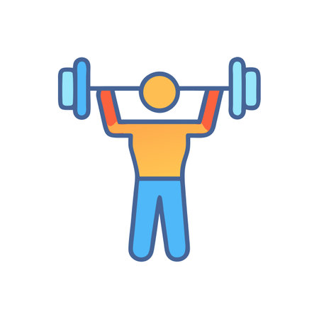 Person lifting barbell icon on black background vectorのイラスト素材