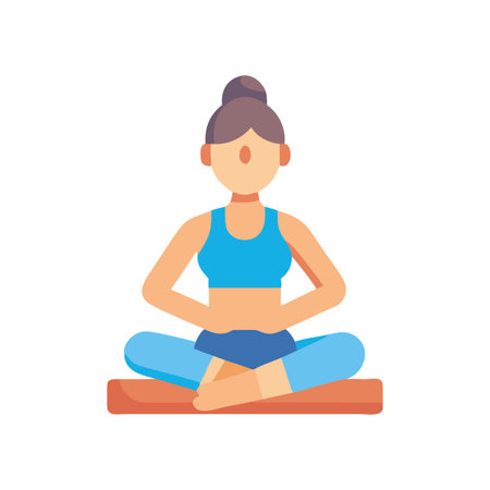 Woman in lotus position meditating, flat design illustrationのイラスト素材
