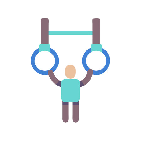 Gymnastic Rings Flat Vector Icon Illustration on Blackのイラスト素材
