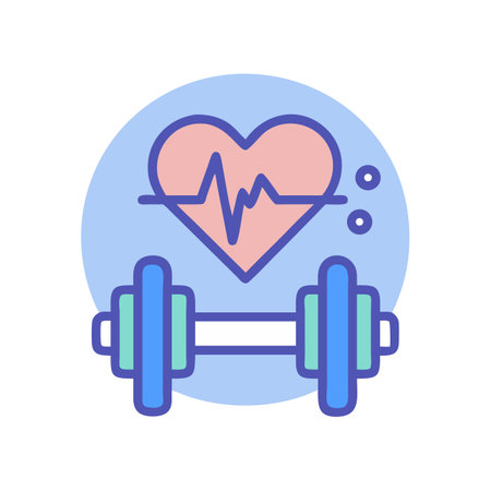 Fitness and Heart Health Icon Graphic with Dumbbellのイラスト素材