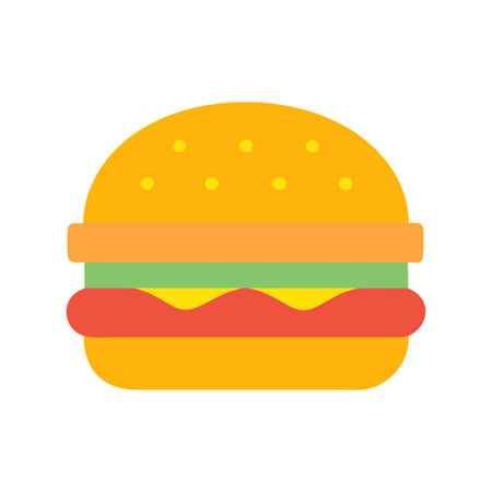Cartoon Hamburger Icon on Black Background Graphic Illustrationのイラスト素材