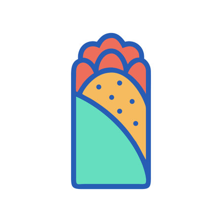 Colorful Burrito Icon Illustration on a Black Backgroundのイラスト素材