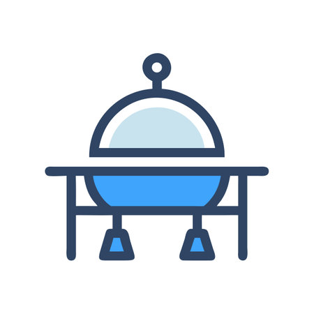 Chafing Dish Buffet, Restaurant Equipment Blue Icon Styleのイラスト素材