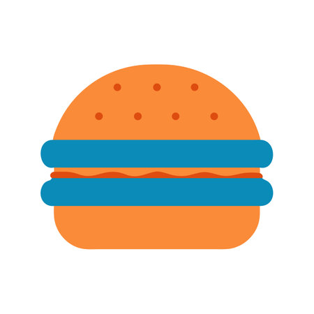 Modern Flat Design Burger Illustration on Black Backgroundのイラスト素材