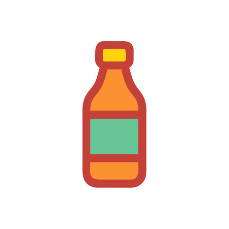 Cartoon juice bottle icon on black backgroundのイラスト素材