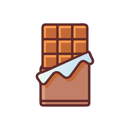 Chocolate bar cartoon illustration, sweet treat on black backgroundのイラスト素材