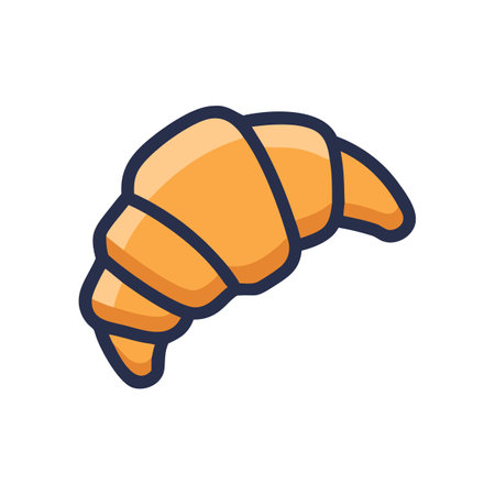 Cartoon Croissant Illustration on Black Background, Food Iconのイラスト素材