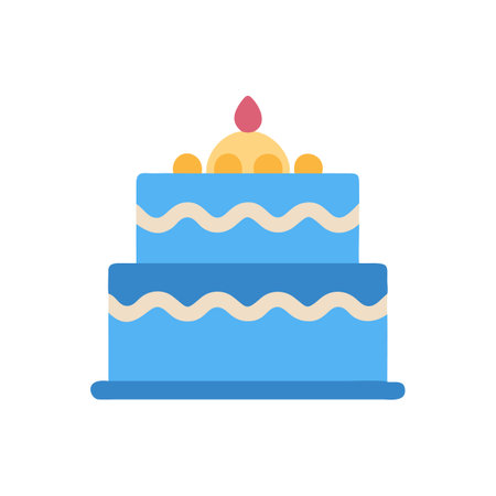 Minimalist Birthday Cake Illustration on a Black Backgroundのイラスト素材