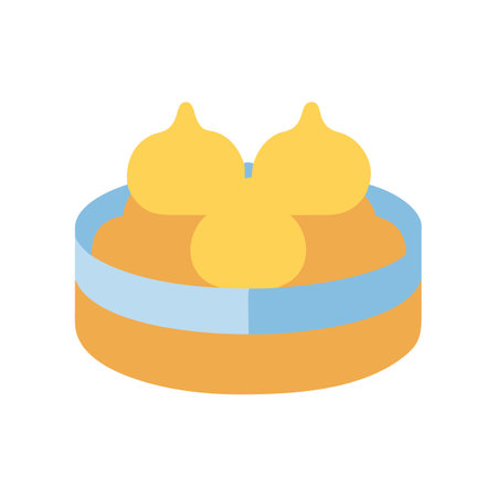 Cartoon dessert with cream in a blue bowlのイラスト素材