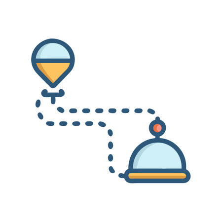 Food delivery icon showing route of food to houseのイラスト素材