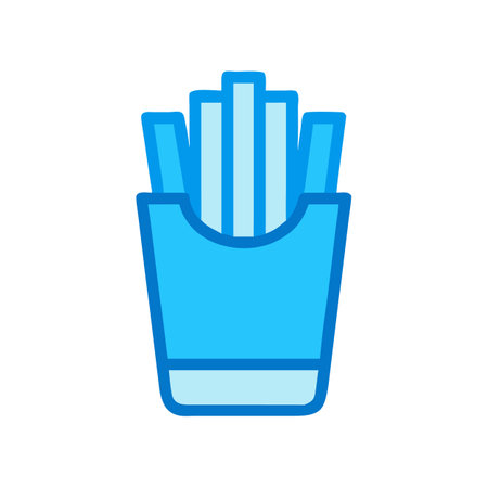 Minimalist Light Blue Icon of French Fries in Containerのイラスト素材