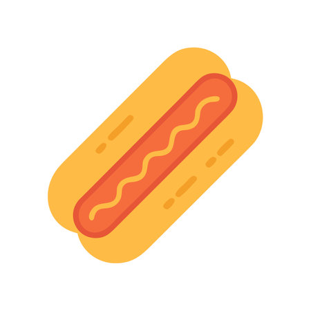 Flat Icon Hot Dog with Ketchup on Bunのイラスト素材