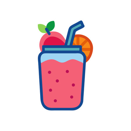 Refreshing Tropical Smoothie with Fruits and Straw Iconのイラスト素材