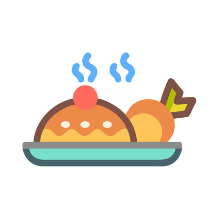 Steaming Hot Dinner Plate Illustration on Black Backgroundのイラスト素材