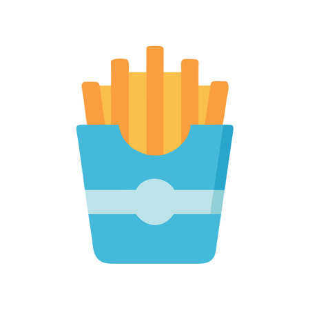 French fries in box icon on black backgroundのイラスト素材