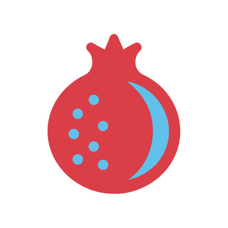 Pomegranate illustration in red and blue on black backgroundのイラスト素材