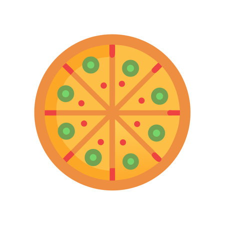 Delicious Round Pizza with Olives and Pepperoni Illustrationのイラスト素材