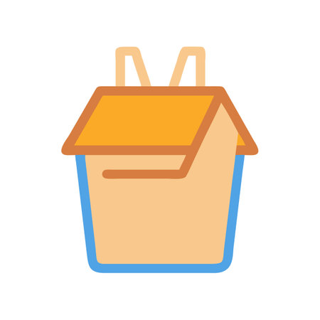 Takeout box icon in flat style on blackのイラスト素材